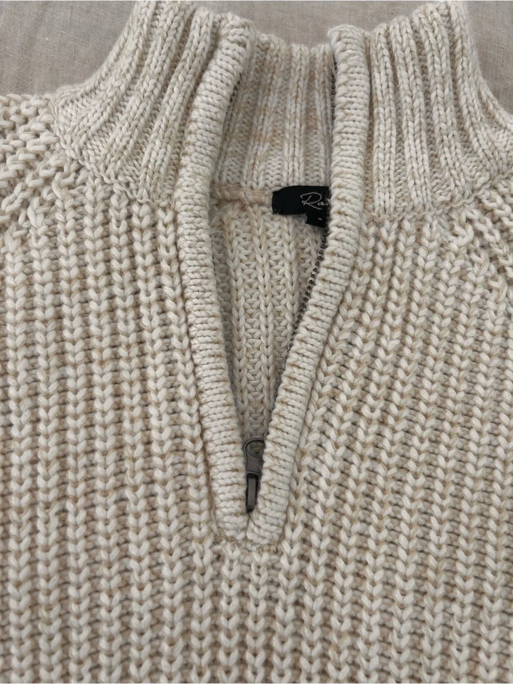 Rails Men’s Stratton Quarter Zip Sweater  Cream Zip-Front Knit Sweater